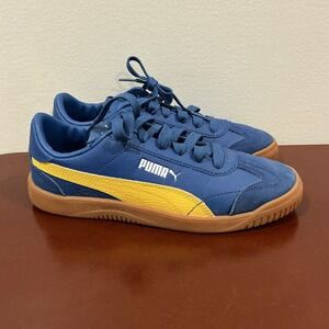 Puma Club 5v5 Blue Yellow Suede Gum Sole Running Shoes Youth Size 4.5 Blokecore